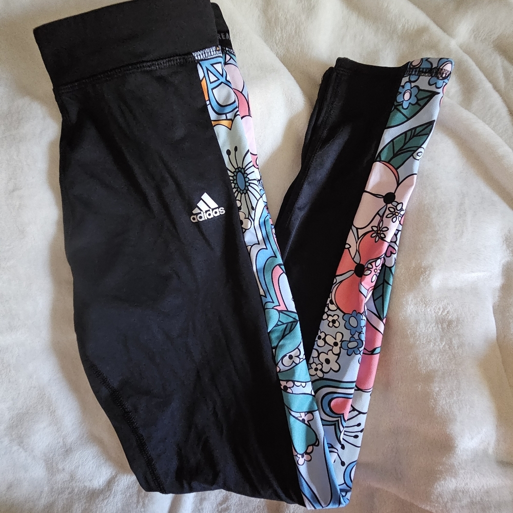 Adidas Kids Black and Multicolor Leggings